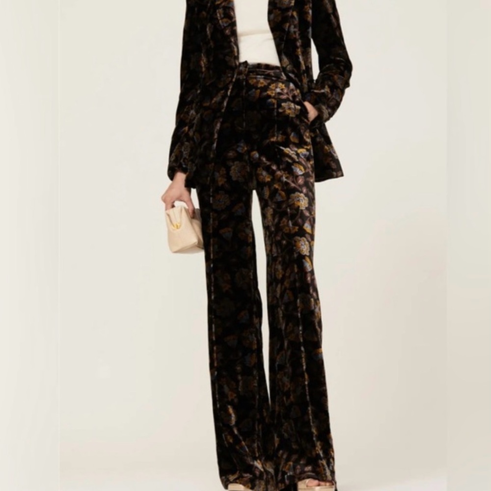 Veronica Beard Black and Gold Velvet Trousers